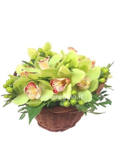 Cestino con orchidee
